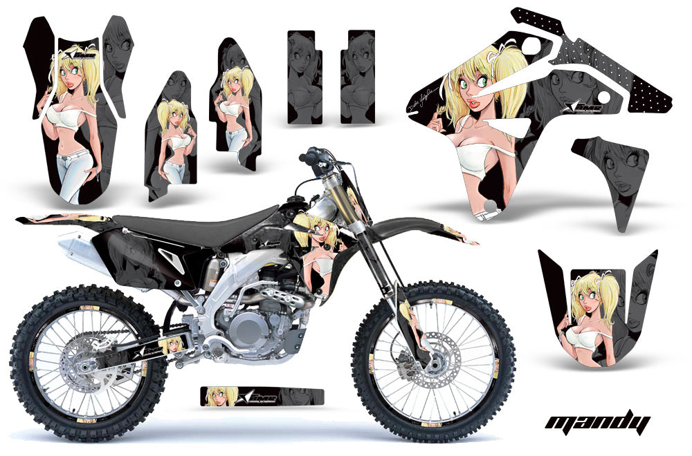 Graphics Kit MX Decal Sticker Wrap + # Plates For Suzuki RMZ450 2007 MANDY WHITE BLACK-atv motorcycle utv parts accessories gear helmets jackets gloves pantsAll Terrain Depot