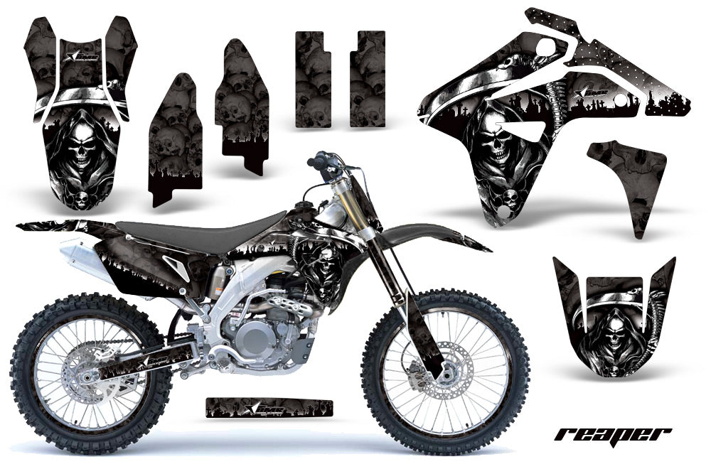 Graphics Kit MX Decal Sticker Wrap + # Plates For Suzuki RMZ450 2007 REAPER BLACK-atv motorcycle utv parts accessories gear helmets jackets gloves pantsAll Terrain Depot