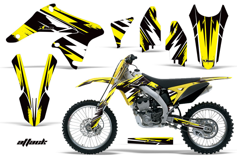 Dirt Bike Graphics Kit Decal Sticker Wrap For Suzuki RMZ250 2010-2016 ATTACK YELLOW-atv motorcycle utv parts accessories gear helmets jackets gloves pantsAll Terrain Depot