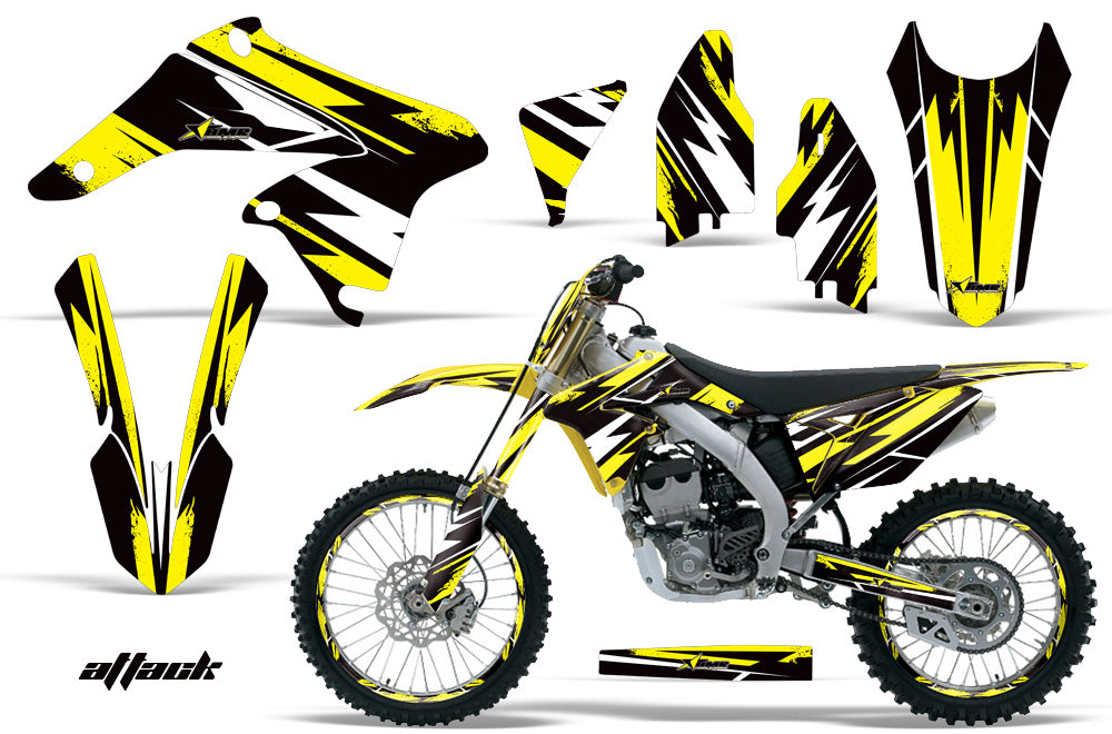 Graphics Kit Decal Sticker Wrap + # Plates For Suzuki RMZ250 2010-2016 ATTACK YELLOW-atv motorcycle utv parts accessories gear helmets jackets gloves pantsAll Terrain Depot