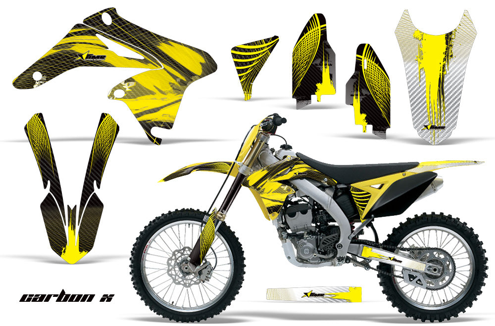 Dirt Bike Graphics Kit Decal Sticker Wrap For Suzuki RMZ250 2010-2016 CARBONX YELLOW-atv motorcycle utv parts accessories gear helmets jackets gloves pantsAll Terrain Depot