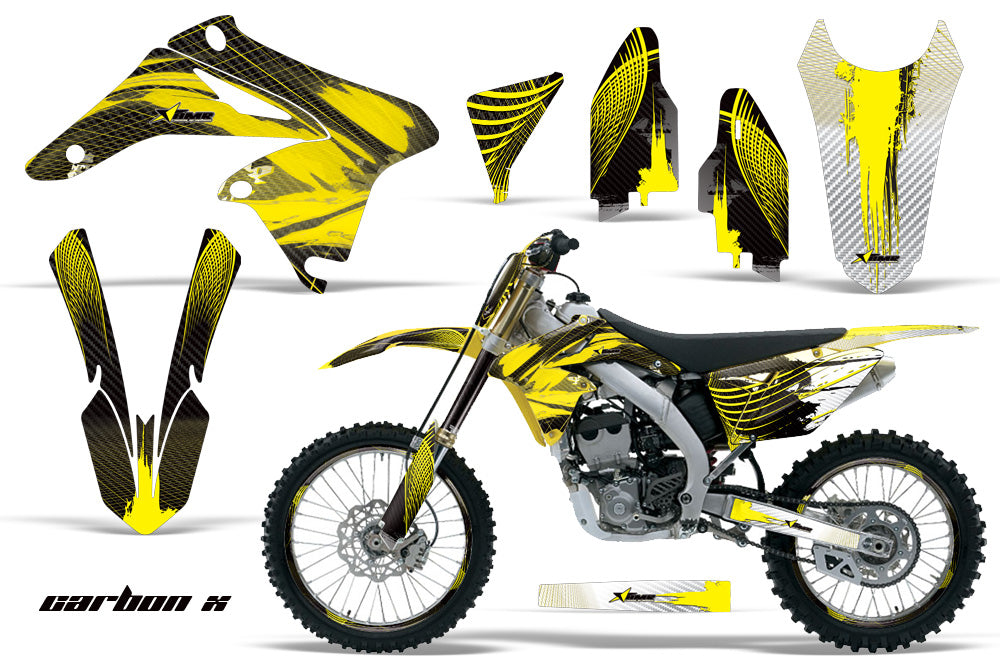 Graphics Kit Decal Sticker Wrap + # Plates For Suzuki RMZ250 2010-2016 CARBONX YELLOW-atv motorcycle utv parts accessories gear helmets jackets gloves pantsAll Terrain Depot