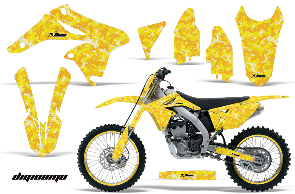 Graphics Kit Decal Sticker Wrap + # Plates For Suzuki RMZ250 2010-2016 DIGICAMO YELLOW-atv motorcycle utv parts accessories gear helmets jackets gloves pantsAll Terrain Depot