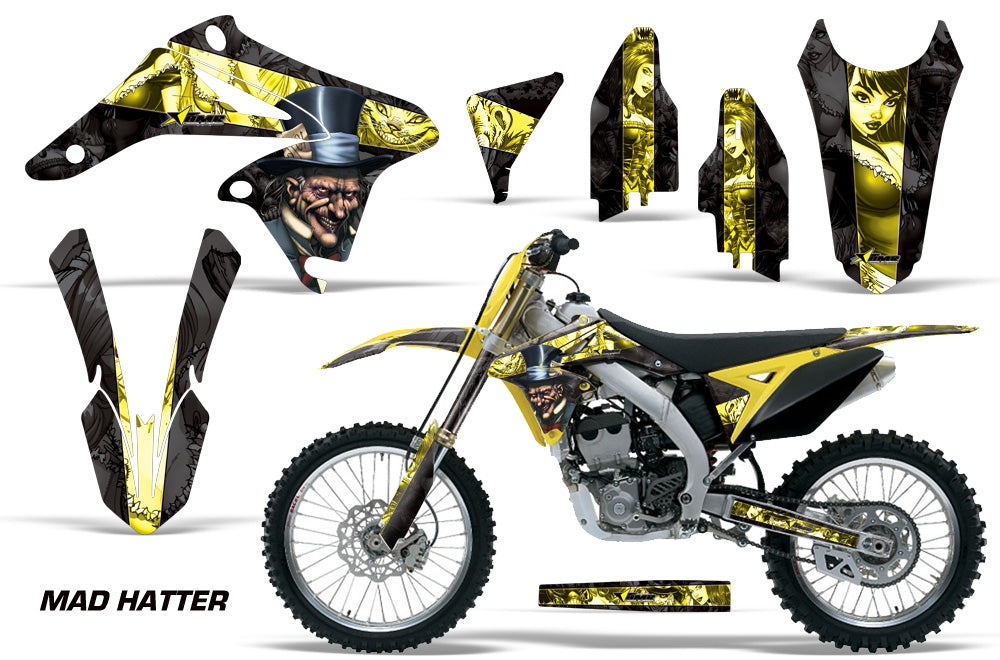 Dirt Bike Graphics Kit Decal Sticker Wrap For Suzuki RMZ250 2010-2016 HATTER YELLOW BLACK-atv motorcycle utv parts accessories gear helmets jackets gloves pantsAll Terrain Depot