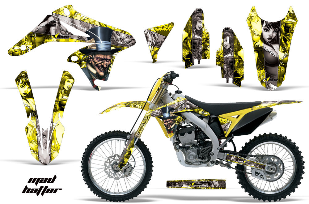 Dirt Bike Graphics Kit Decal Sticker Wrap For Suzuki RMZ250 2010-2016 HATTER SILVER YELLOW-atv motorcycle utv parts accessories gear helmets jackets gloves pantsAll Terrain Depot