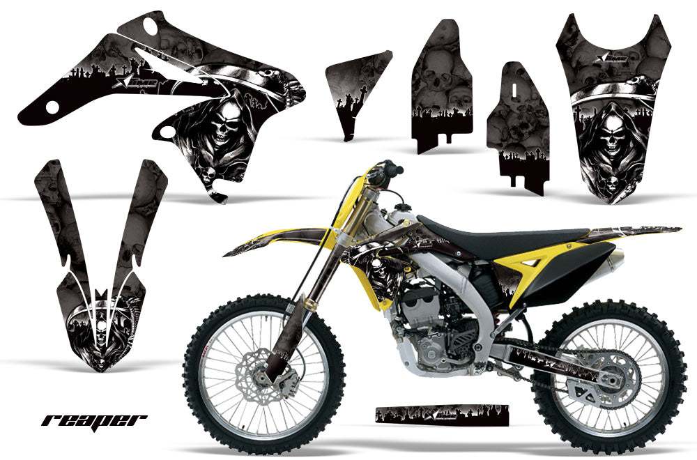 Dirt Bike Graphics Kit Decal Sticker Wrap For Suzuki RMZ250 2010-2016 REAPER BLACK-atv motorcycle utv parts accessories gear helmets jackets gloves pantsAll Terrain Depot