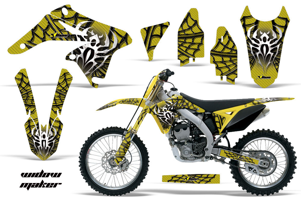 Dirt Bike Graphics Kit Decal Sticker Wrap For Suzuki RMZ250 2010-2016 WIDOW BLACK YELLOW-atv motorcycle utv parts accessories gear helmets jackets gloves pantsAll Terrain Depot