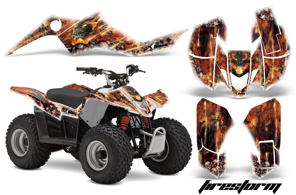 ATV Graphics Kit Quad Decal Sticker Wrap For Suzuki LTZ50 2006-2009 FIRESTORM WHITE-atv motorcycle utv parts accessories gear helmets jackets gloves pantsAll Terrain Depot