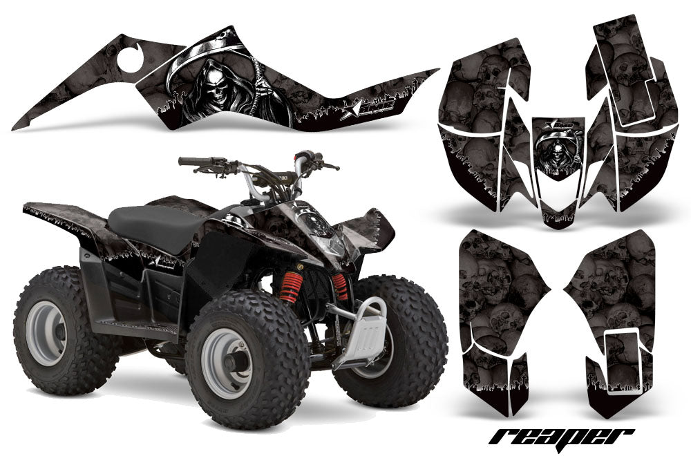 ATV Graphics Kit Quad Decal Sticker Wrap For Suzuki LTZ50 2006-2009 REAPER BLACK-atv motorcycle utv parts accessories gear helmets jackets gloves pantsAll Terrain Depot