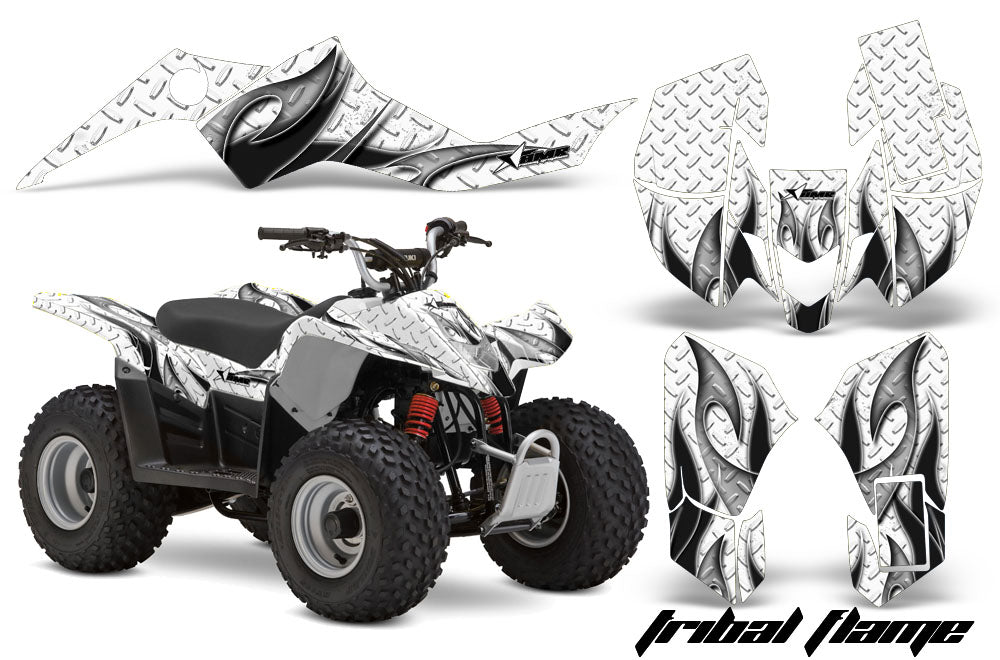 ATV Graphics Kit Quad Decal Sticker Wrap For Suzuki LTZ50 2006-2009 TRIBAL BLACK WHITE-atv motorcycle utv parts accessories gear helmets jackets gloves pantsAll Terrain Depot