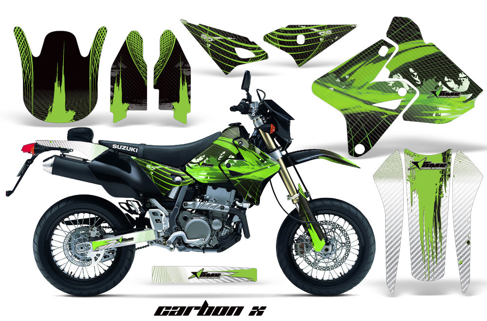 Dirt Bike Graphics Kit Decal Sticker Wrap For Suzuki DRZ400S 2000-2018 CARBONX GREEN-atv motorcycle utv parts accessories gear helmets jackets gloves pantsAll Terrain Depot