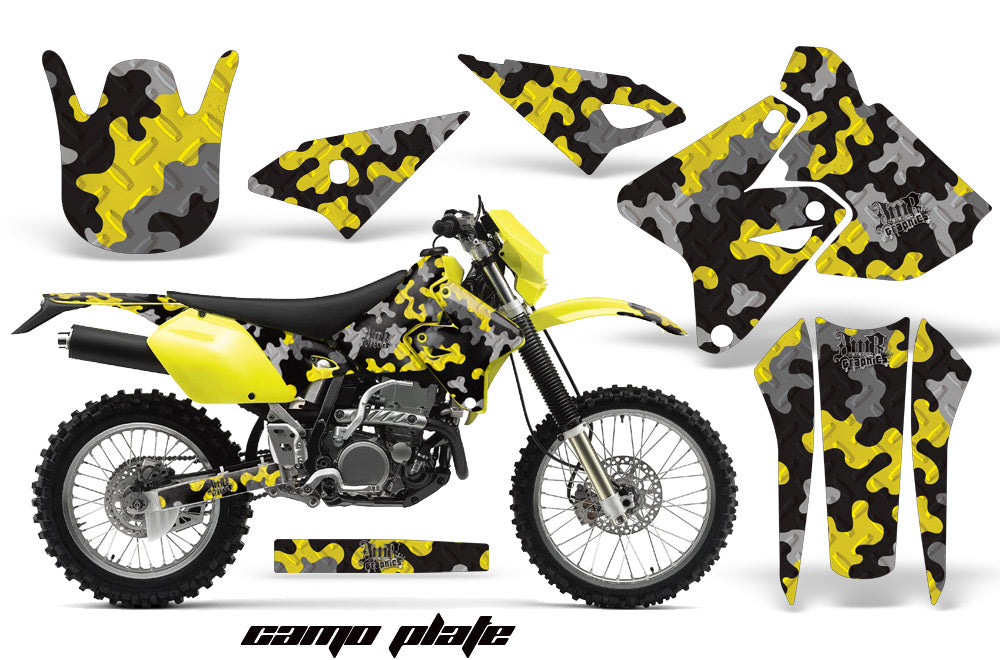 Dirt Bike Graphics Kit Decal Sticker Wrap For Suzuki DRZ400S 2000-2018 CAMOPLATE YELLOW-atv motorcycle utv parts accessories gear helmets jackets gloves pantsAll Terrain Depot