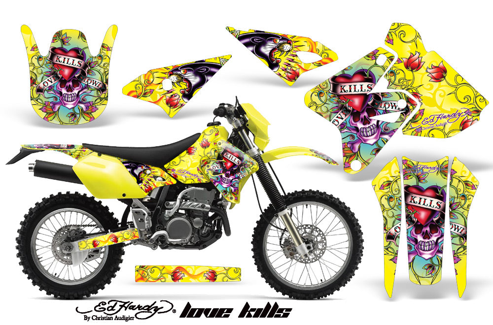 Dirt Bike Graphics Kit Decal Sticker Wrap For Suzuki DRZ400S 2000-2018 EDHLK YELLOW-atv motorcycle utv parts accessories gear helmets jackets gloves pantsAll Terrain Depot
