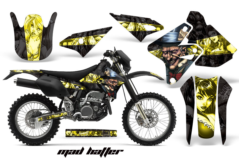 Dirt Bike Graphics Kit Decal Sticker Wrap For Suzuki DRZ400S 2000-2018 HATTER YELLOW BLACK-atv motorcycle utv parts accessories gear helmets jackets gloves pantsAll Terrain Depot