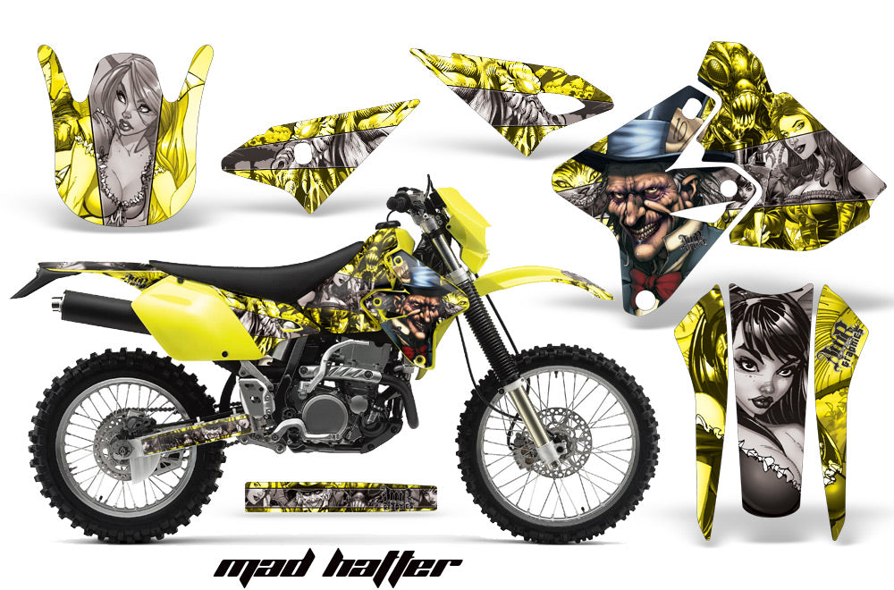 Dirt Bike Graphics Kit Decal Sticker Wrap For Suzuki DRZ400S 2000-2018 HATTER SILVER YELLOW-atv motorcycle utv parts accessories gear helmets jackets gloves pantsAll Terrain Depot