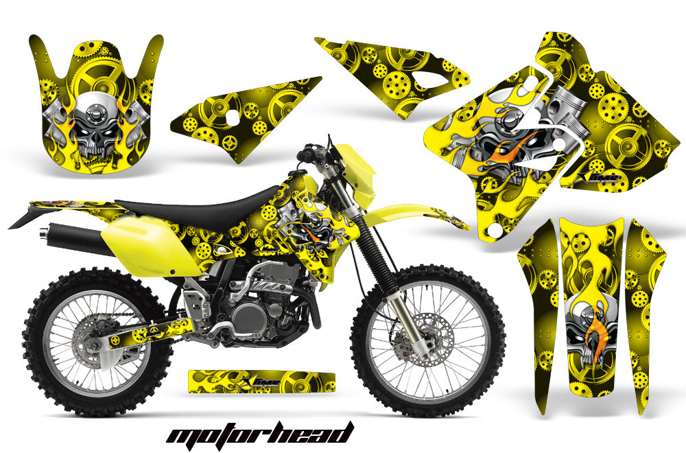 Dirt Bike Graphics Kit Decal Sticker Wrap For Suzuki DRZ400S 2000-2018 MOTORHEAD YELLOW-atv motorcycle utv parts accessories gear helmets jackets gloves pantsAll Terrain Depot