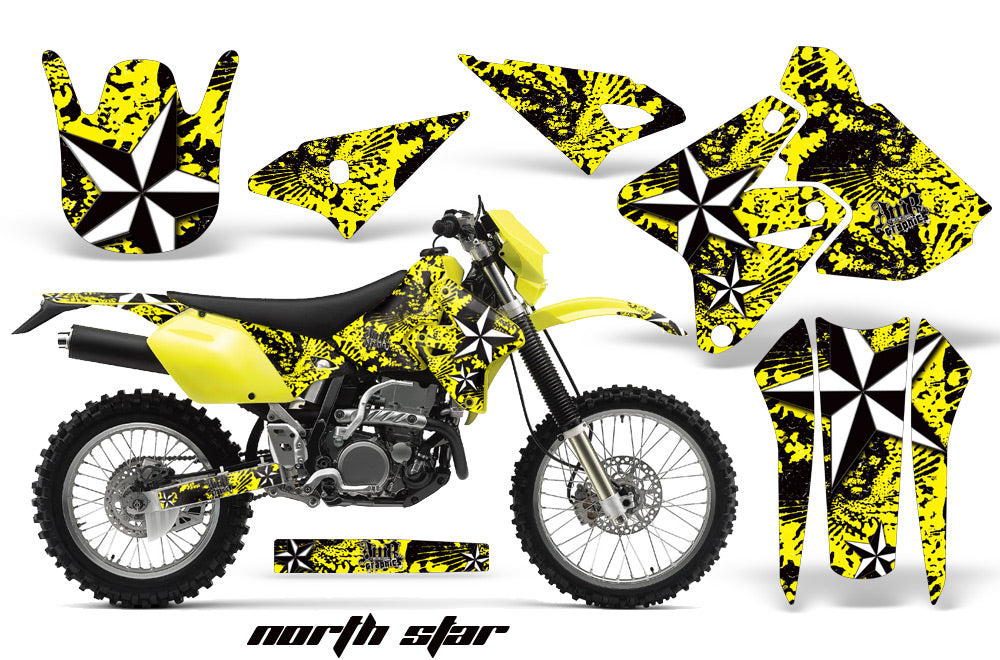 Dirt Bike Graphics Kit Decal Sticker Wrap For Suzuki DRZ400S 2000-2018 NORTHSTAR YELLOW-atv motorcycle utv parts accessories gear helmets jackets gloves pantsAll Terrain Depot