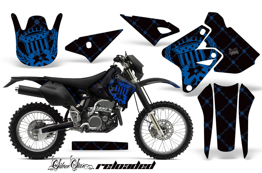 Dirt Bike Graphics Kit Decal Sticker Wrap For Suzuki DRZ400S 2000-2018 RELOADED BLUE BLACK-atv motorcycle utv parts accessories gear helmets jackets gloves pantsAll Terrain Depot