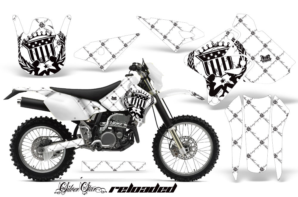 Dirt Bike Graphics Kit Decal Sticker Wrap For Suzuki DRZ400S 2000-2018 RELOADED BLACK WHITE-atv motorcycle utv parts accessories gear helmets jackets gloves pantsAll Terrain Depot