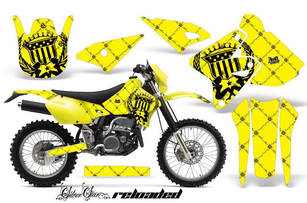 Dirt Bike Graphics Kit Decal Sticker Wrap For Suzuki DRZ400S 2000-2018 RELOADED BLACK YELLOW-atv motorcycle utv parts accessories gear helmets jackets gloves pantsAll Terrain Depot