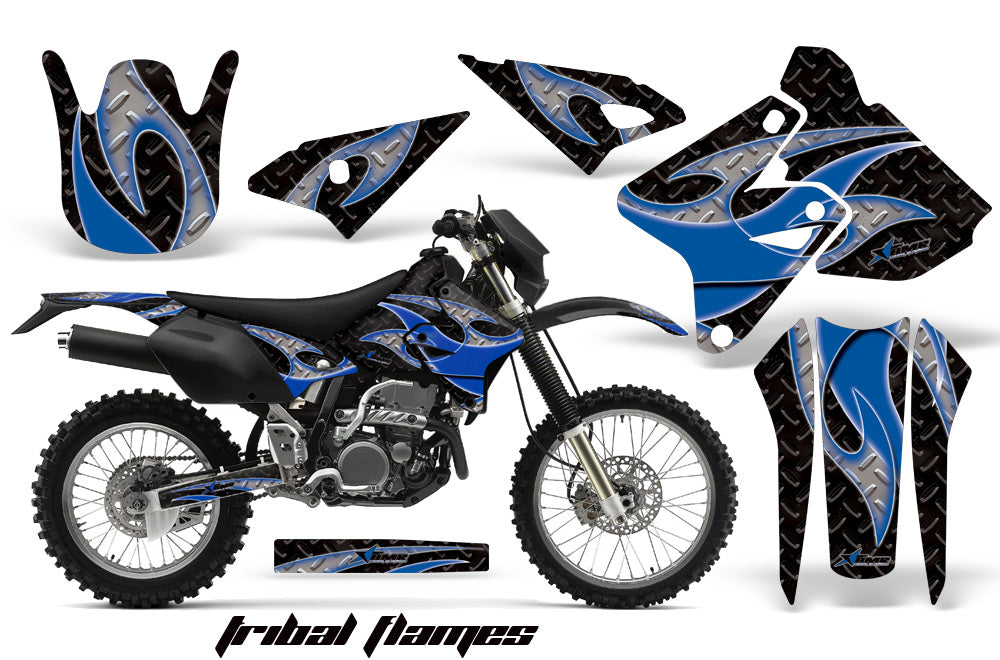 Dirt Bike Graphics Kit Decal Sticker Wrap For Suzuki DRZ400S 2000-2018 TRIBAL BLUE BLACK-atv motorcycle utv parts accessories gear helmets jackets gloves pantsAll Terrain Depot