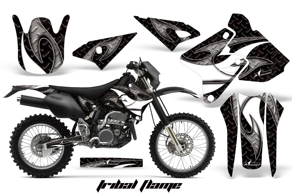 Dirt Bike Graphics Kit Decal Sticker Wrap For Suzuki DRZ400S 2000-2018 TRIBAL WHITE BLACK-atv motorcycle utv parts accessories gear helmets jackets gloves pantsAll Terrain Depot