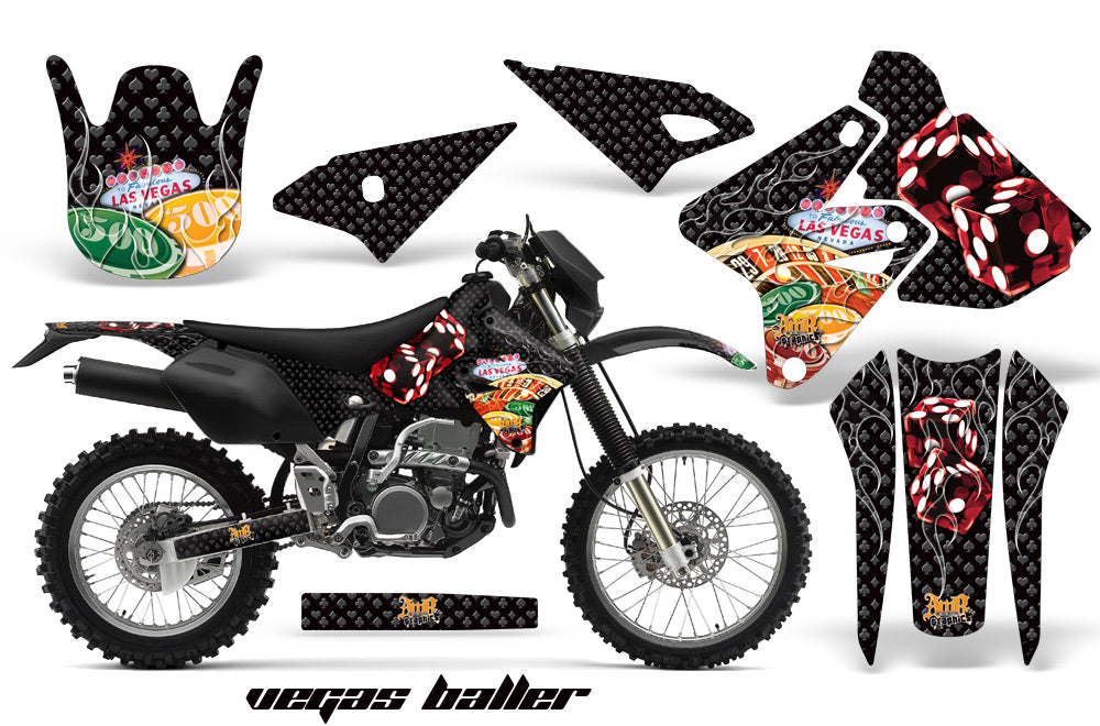 Dirt Bike Graphics Kit Decal Sticker Wrap For Suzuki DRZ400S 2000-2018 VEGAS BLACK-atv motorcycle utv parts accessories gear helmets jackets gloves pantsAll Terrain Depot