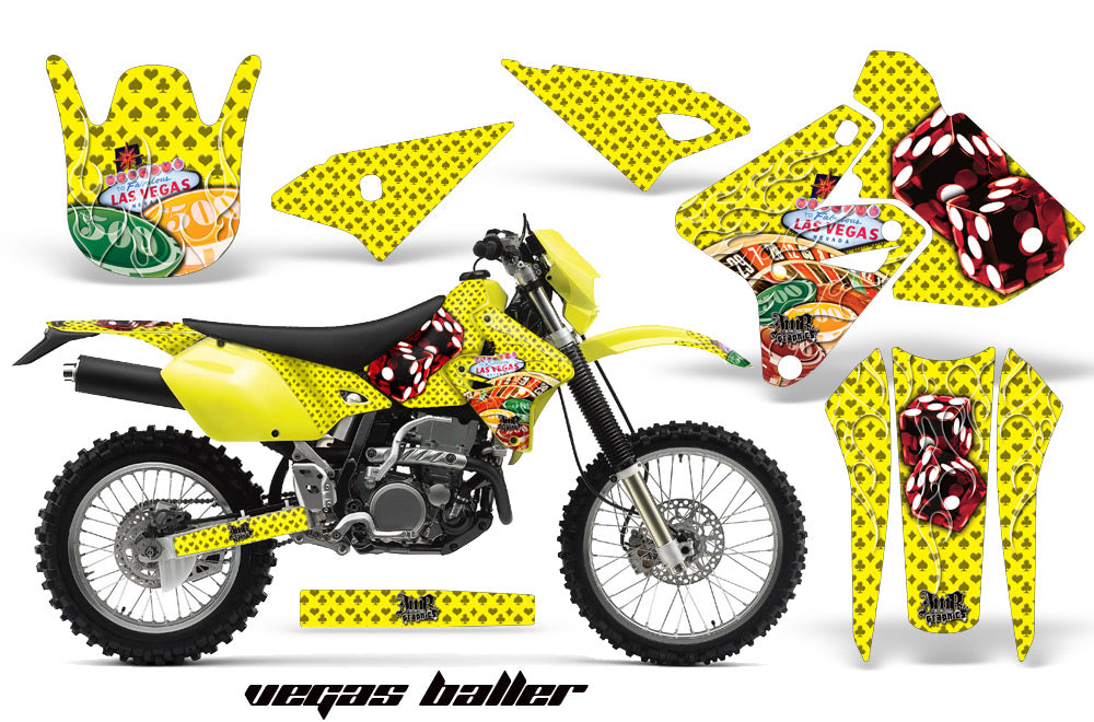 Dirt Bike Graphics Kit Decal Sticker Wrap For Suzuki DRZ400S 2000-2018 VEGAS YELLOW-atv motorcycle utv parts accessories gear helmets jackets gloves pantsAll Terrain Depot