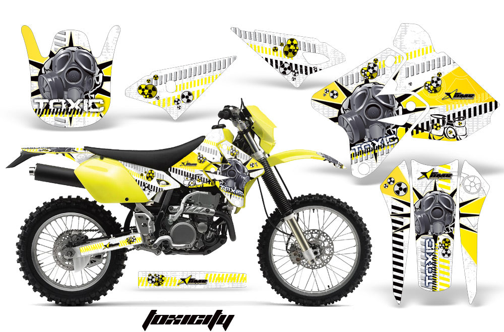 Dirt Bike Graphics Kit Decal Sticker Wrap For Suzuki DRZ400S 2000-2018 TOXIC YELLOW WHITE-atv motorcycle utv parts accessories gear helmets jackets gloves pantsAll Terrain Depot