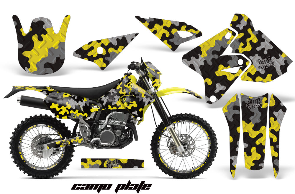 Graphics Kit Decal Sticker Wrap + # Plates For Suzuki DRZ400S 2000-2018 CAMOPLATE YELLOW-atv motorcycle utv parts accessories gear helmets jackets gloves pantsAll Terrain Depot