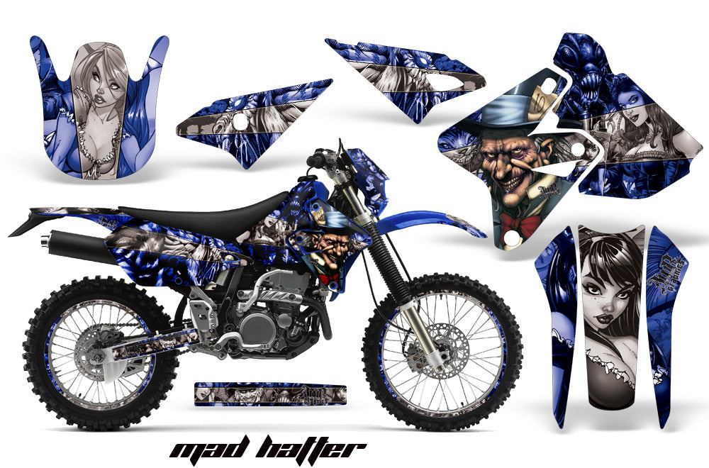 Graphics Kit Decal Sticker Wrap + # Plates For Suzuki DRZ400S 2000-2018 HATTER SILVER BLUE-atv motorcycle utv parts accessories gear helmets jackets gloves pantsAll Terrain Depot