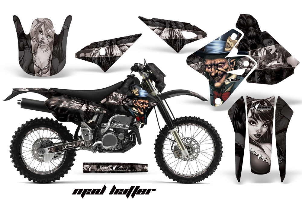 Graphics Kit Decal Sticker Wrap + # Plates For Suzuki DRZ400S 2000-2018 HATTER SILVER BLACK-atv motorcycle utv parts accessories gear helmets jackets gloves pantsAll Terrain Depot