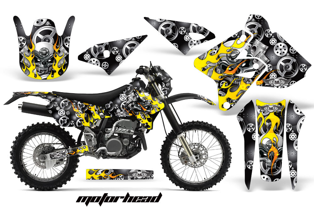 Graphics Kit Decal Sticker Wrap + # Plates For Suzuki DRZ400S 2000-2018 MOTORHEAD BLACK-atv motorcycle utv parts accessories gear helmets jackets gloves pantsAll Terrain Depot