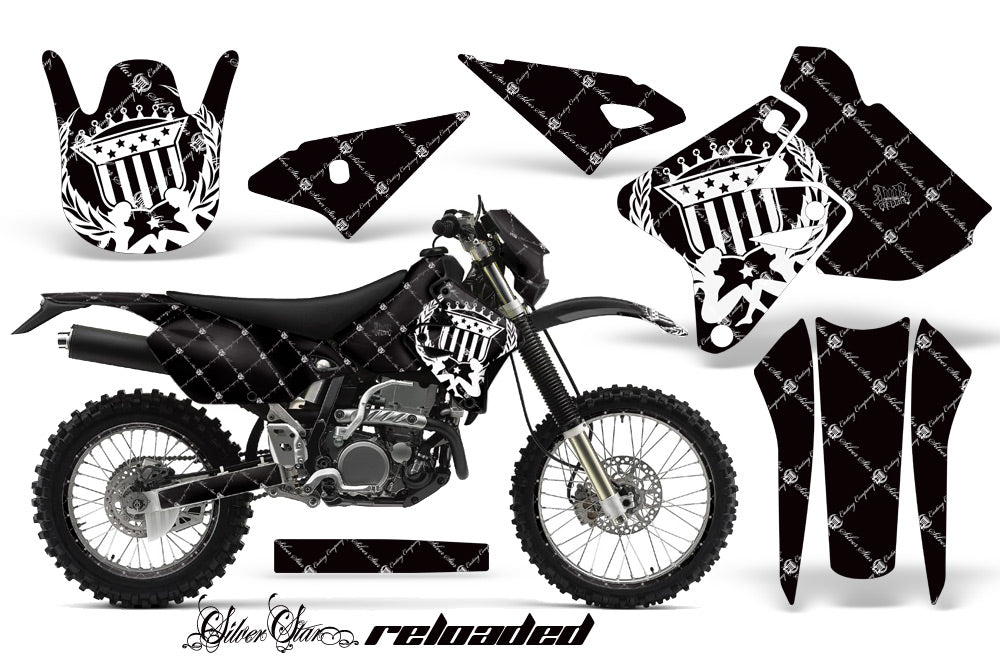 Graphics Kit Decal Sticker Wrap + # Plates For Suzuki DRZ400S 2000-2018 RELOADED WHITE BLACK-atv motorcycle utv parts accessories gear helmets jackets gloves pantsAll Terrain Depot