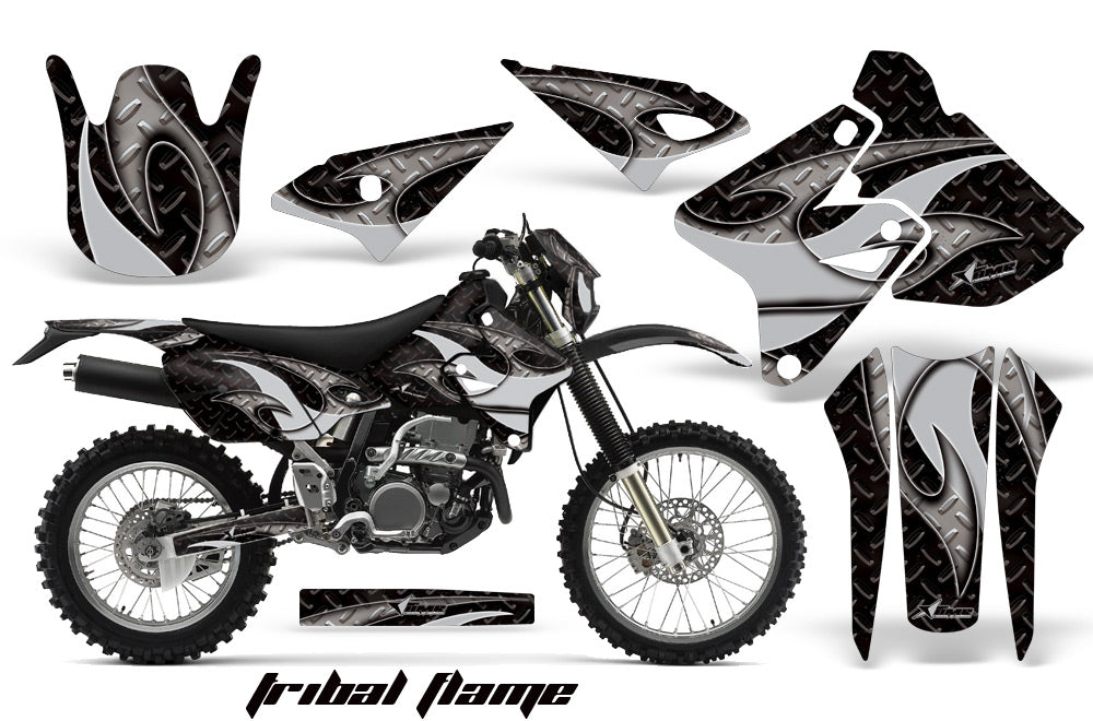 Graphics Kit Decal Sticker Wrap + # Plates For Suzuki DRZ400S 2000-2018 TRIBAL SILVER BLACK-atv motorcycle utv parts accessories gear helmets jackets gloves pantsAll Terrain Depot
