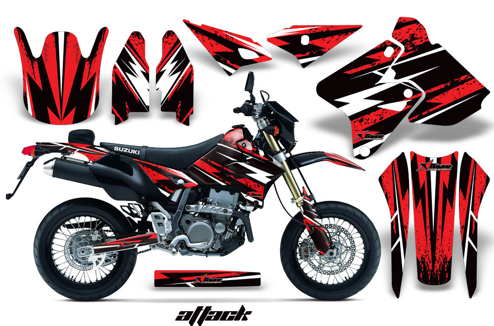 Dirt Bike Graphics Kit Decal Sticker Wrap For Suzuki DRZ400SM 2000-2018 ATTACK RED-atv motorcycle utv parts accessories gear helmets jackets gloves pantsAll Terrain Depot