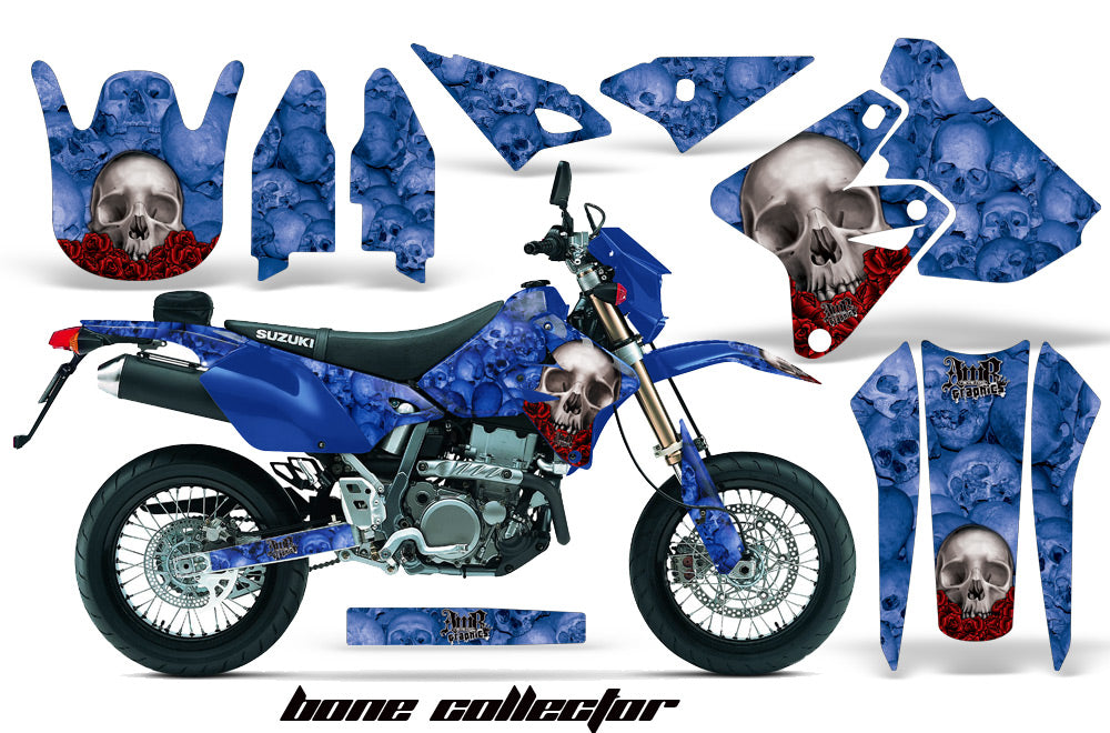Dirt Bike Graphics Kit Decal Sticker Wrap For Suzuki DRZ400SM 2000-2018 BONES BLUE-atv motorcycle utv parts accessories gear helmets jackets gloves pantsAll Terrain Depot
