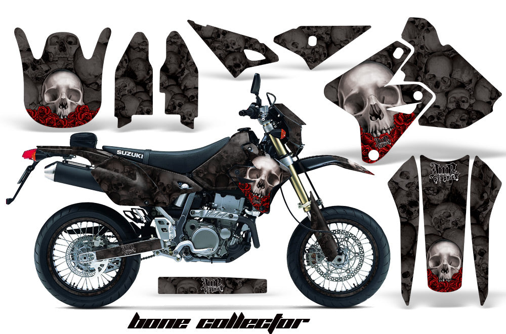 Graphics Kit Decal Sticker Wrap + # Plates For Suzuki DRZ400SM 2000-2018 BONES BLACK-atv motorcycle utv parts accessories gear helmets jackets gloves pantsAll Terrain Depot