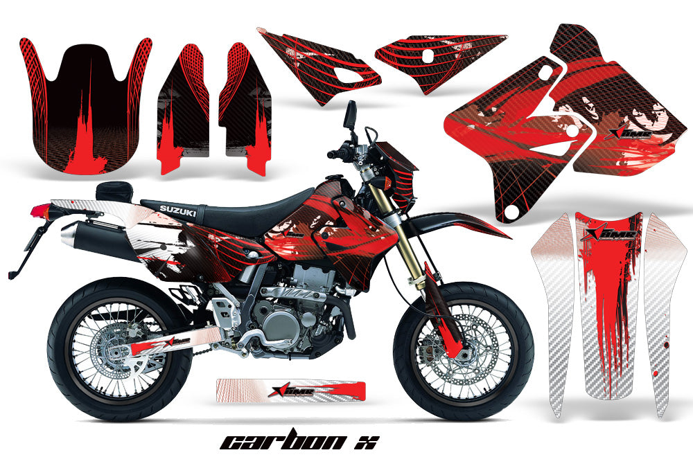 Graphics Kit Decal Sticker Wrap + # Plates For Suzuki DRZ400SM 2000-2018 CARBONX RED-atv motorcycle utv parts accessories gear helmets jackets gloves pantsAll Terrain Depot