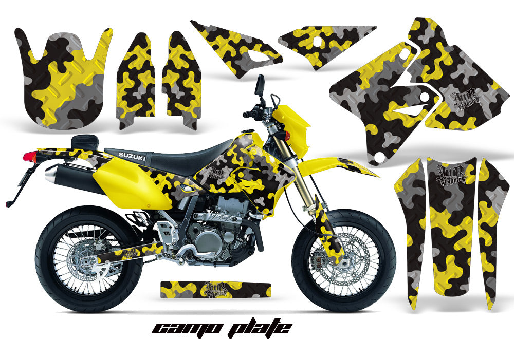 Dirt Bike Graphics Kit Decal Sticker Wrap For Suzuki DRZ400SM 2000-2018 CAMOPLATE YELLOW-atv motorcycle utv parts accessories gear helmets jackets gloves pantsAll Terrain Depot