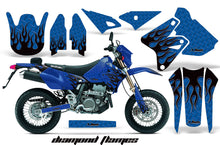 Load image into Gallery viewer, Dirt Bike Graphics Kit Decal Sticker Wrap For Suzuki DRZ400SM 2000-2018 DIAMOND FLAMES BLACK BLUE-atv motorcycle utv parts accessories gear helmets jackets gloves pantsAll Terrain Depot