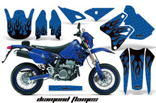Load image into Gallery viewer, Graphics Kit Decal Sticker Wrap + # Plates For Suzuki DRZ400SM 2000-2018 DIAMOND FLAMES BLACK BLUE-atv motorcycle utv parts accessories gear helmets jackets gloves pantsAll Terrain Depot