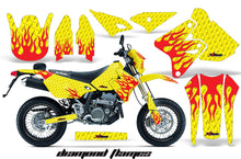 Load image into Gallery viewer, Graphics Kit Decal Sticker Wrap + # Plates For Suzuki DRZ400SM 2000-2018 DIAMOND FLAMES RED YELLOW-atv motorcycle utv parts accessories gear helmets jackets gloves pantsAll Terrain Depot