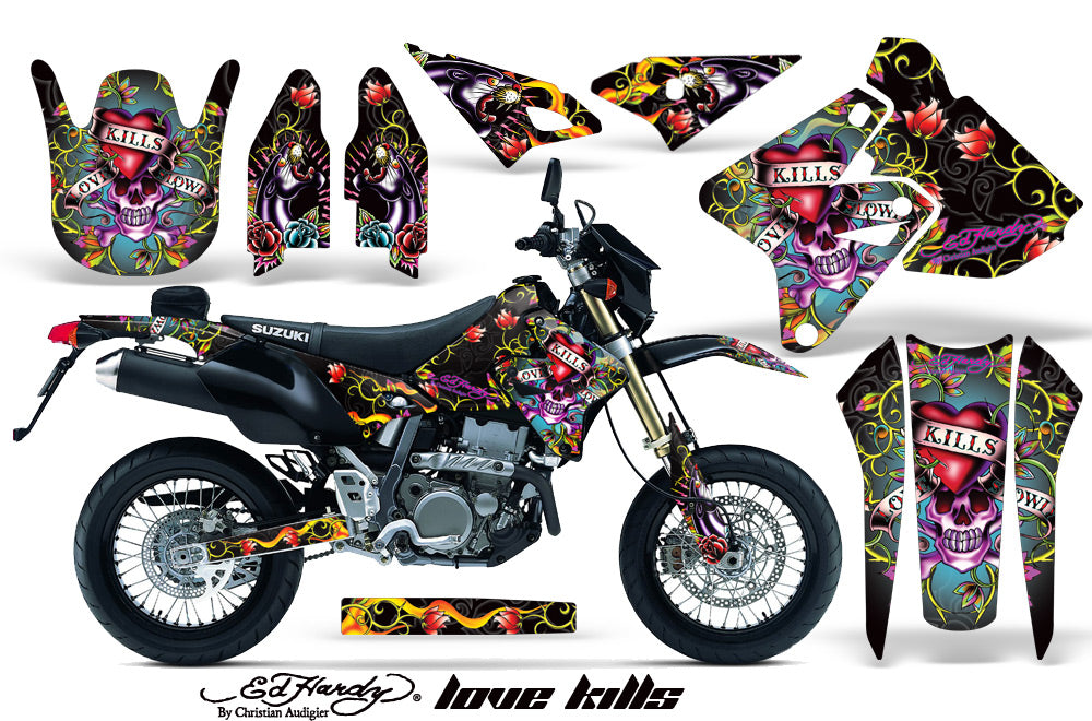Dirt Bike Graphics Kit Decal Sticker Wrap For Suzuki DRZ400SM 2000-2018 EDHLK BLACK-atv motorcycle utv parts accessories gear helmets jackets gloves pantsAll Terrain Depot