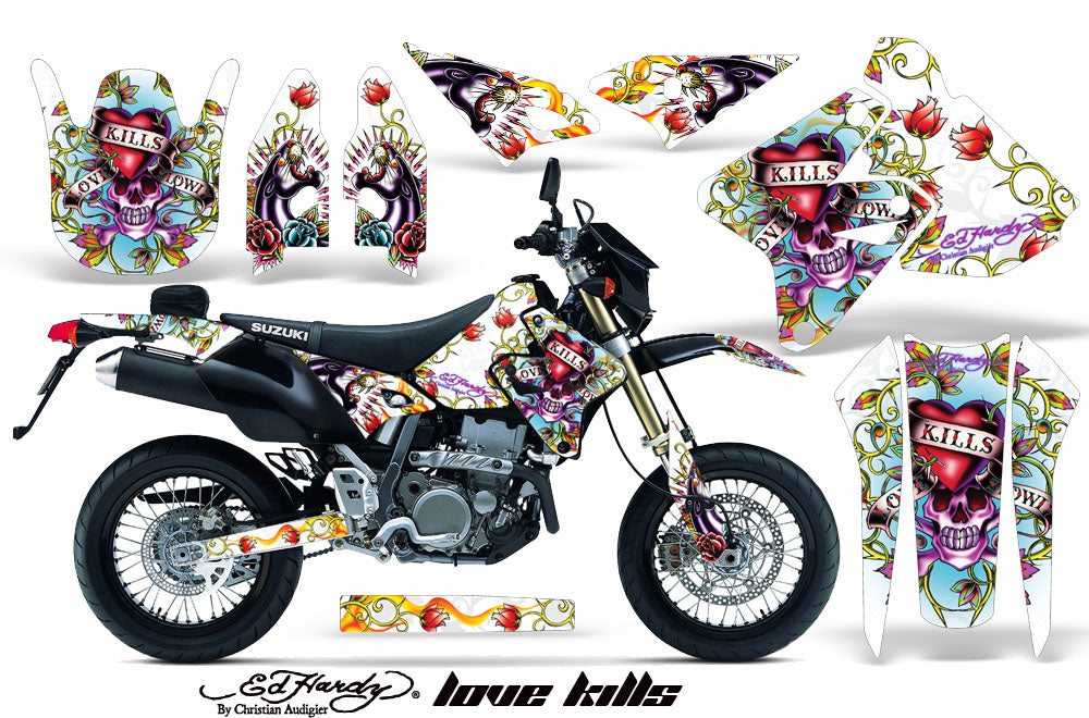 Dirt Bike Graphics Kit Decal Sticker Wrap For Suzuki DRZ400SM 2000-2018 EDHLK WHITE-atv motorcycle utv parts accessories gear helmets jackets gloves pantsAll Terrain Depot