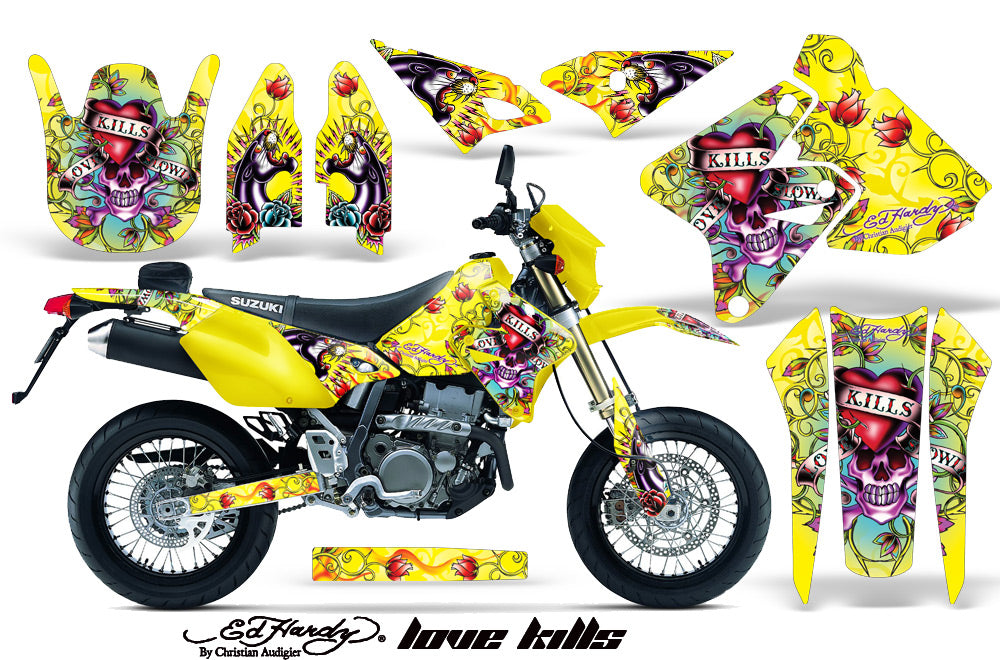 Dirt Bike Graphics Kit Decal Sticker Wrap For Suzuki DRZ400SM 2000-2018 EDHLK YELLOW-atv motorcycle utv parts accessories gear helmets jackets gloves pantsAll Terrain Depot