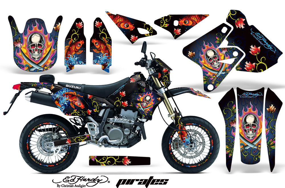 Graphics Kit Decal Sticker Wrap + # Plates For Suzuki DRZ400SM 2000-2018 EDHP BLACK-atv motorcycle utv parts accessories gear helmets jackets gloves pantsAll Terrain Depot