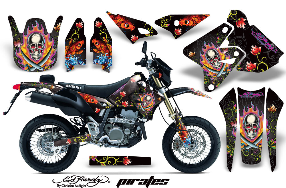Dirt Bike Graphics Kit Decal Sticker Wrap For Suzuki DRZ400SM 2000-2018 EDHP BLACK-atv motorcycle utv parts accessories gear helmets jackets gloves pantsAll Terrain Depot