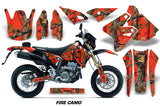Dirt Bike Graphics Kit Decal Sticker Wrap For Suzuki DRZ400SM 2000-2018 FIRE CAMO