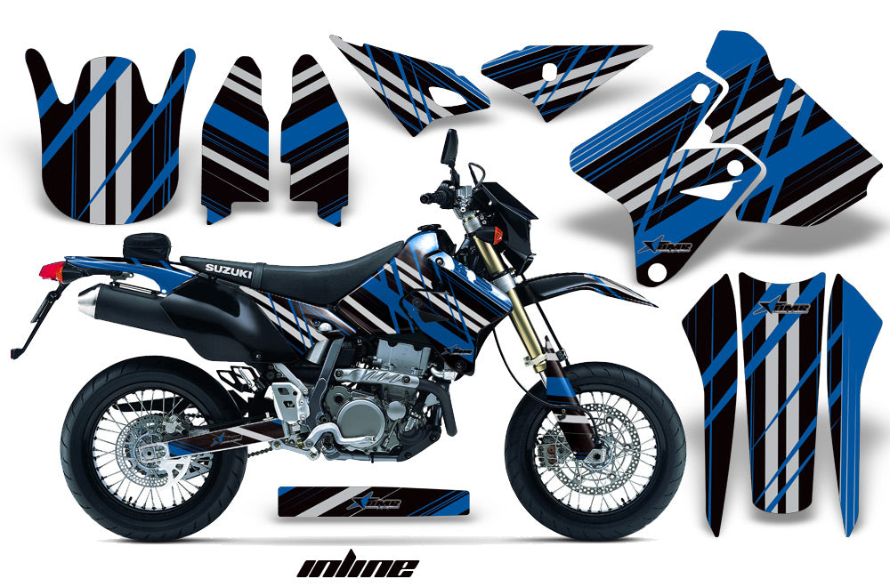 Dirt Bike Graphics Kit Decal Sticker Wrap For Suzuki DRZ400SM 2000-2018 INLINE BLUE BLACK-atv motorcycle utv parts accessories gear helmets jackets gloves pantsAll Terrain Depot